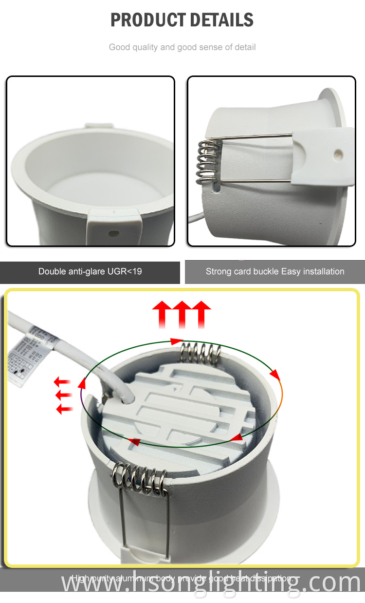 New commercial Diming LED Downlight 7W led light recessed hotel downlight for office